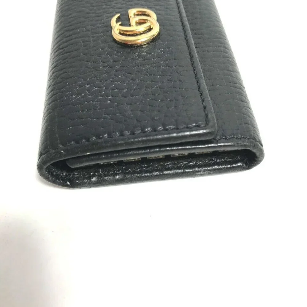 GUCCI 456118 GG Marmont 6-Ring key Key Case Leather Black/Gold